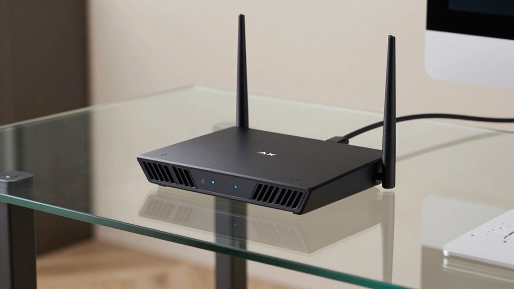compact ax1800 router with four antennas