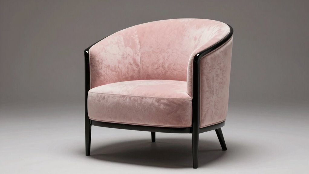 pink blush upholstery black frame